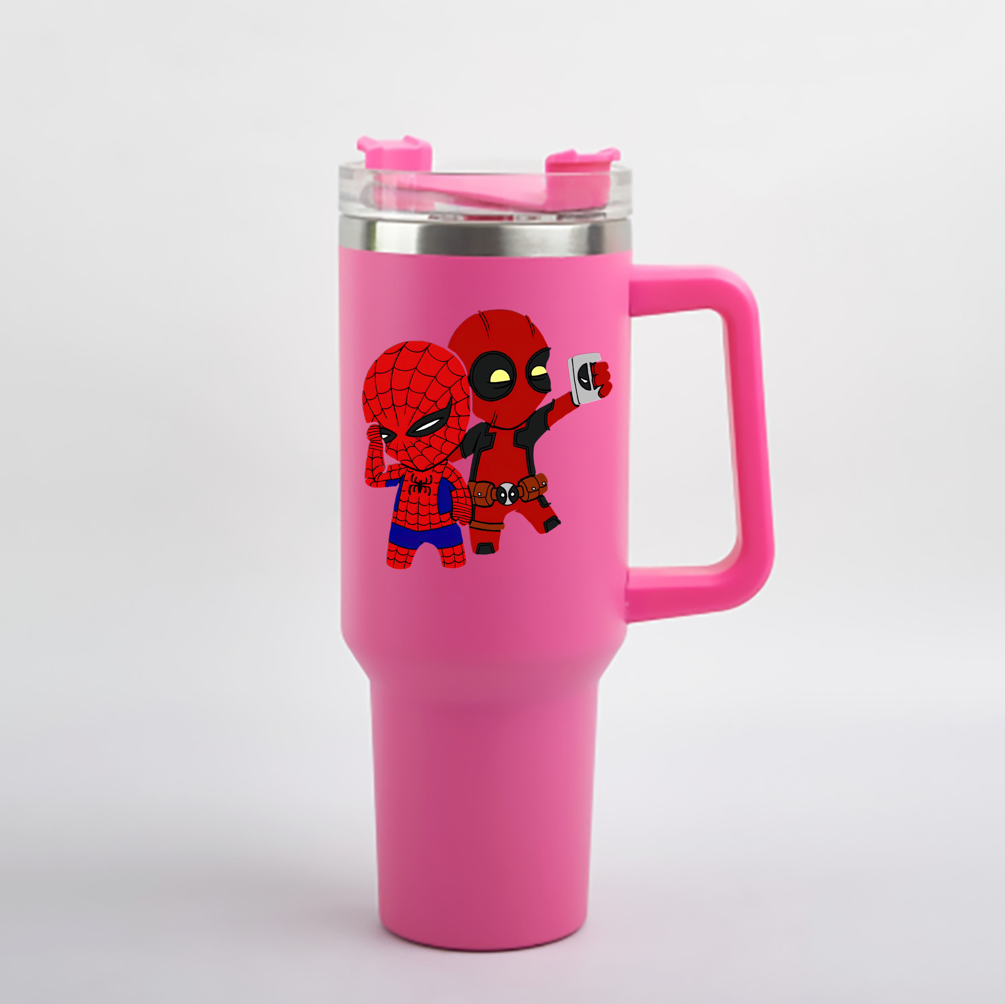 （画像用） Deadpool デッドプール 1200mL車用タンブラー - クリスタルステッカー（プラスチックストロー付き）